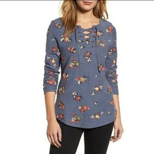 Caslon Embroidered  Laced Front Sweater